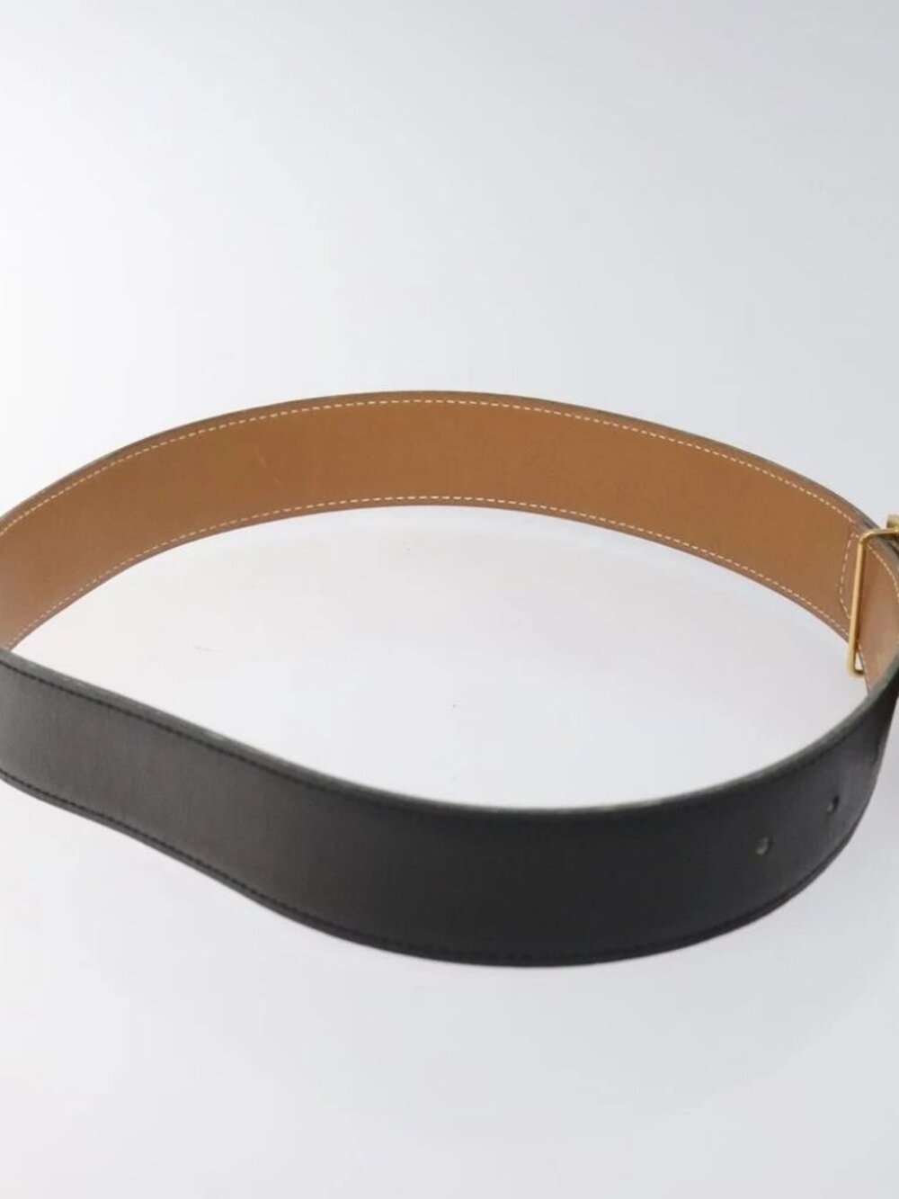 HERMES Twotone Constance H Belt Leather 31.1" Black Auth ki5531 - Picture 3 of 12
